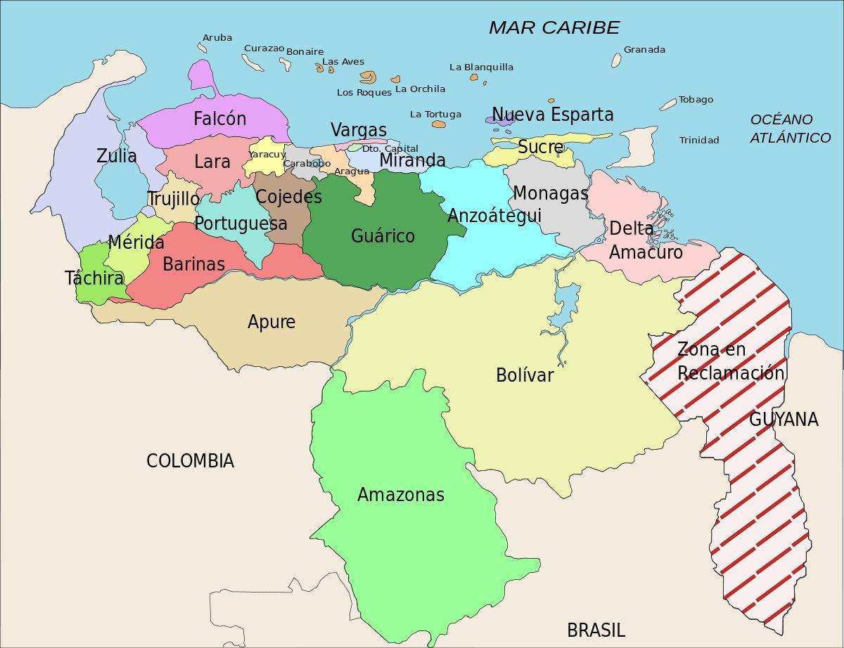 mapa da venezuela estados