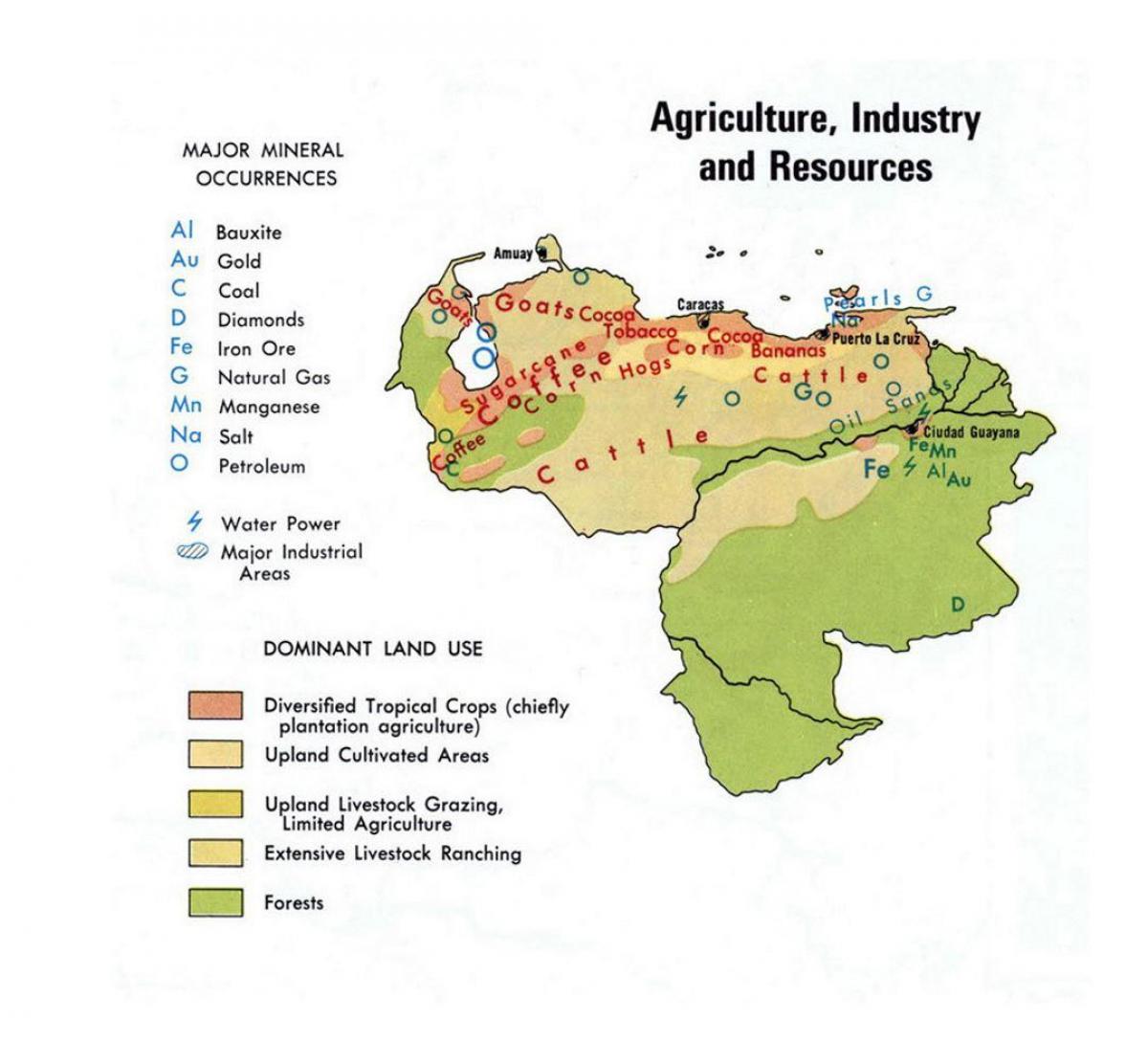 mapa da venezuela recursos naturais