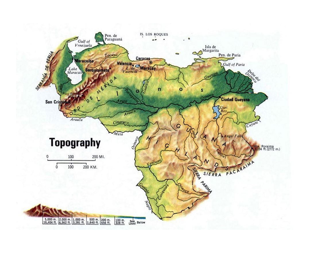 mapa da venezuela topográfico