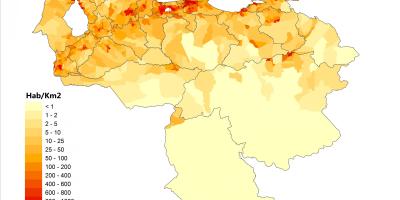 Venezuela mapa de densidade de população